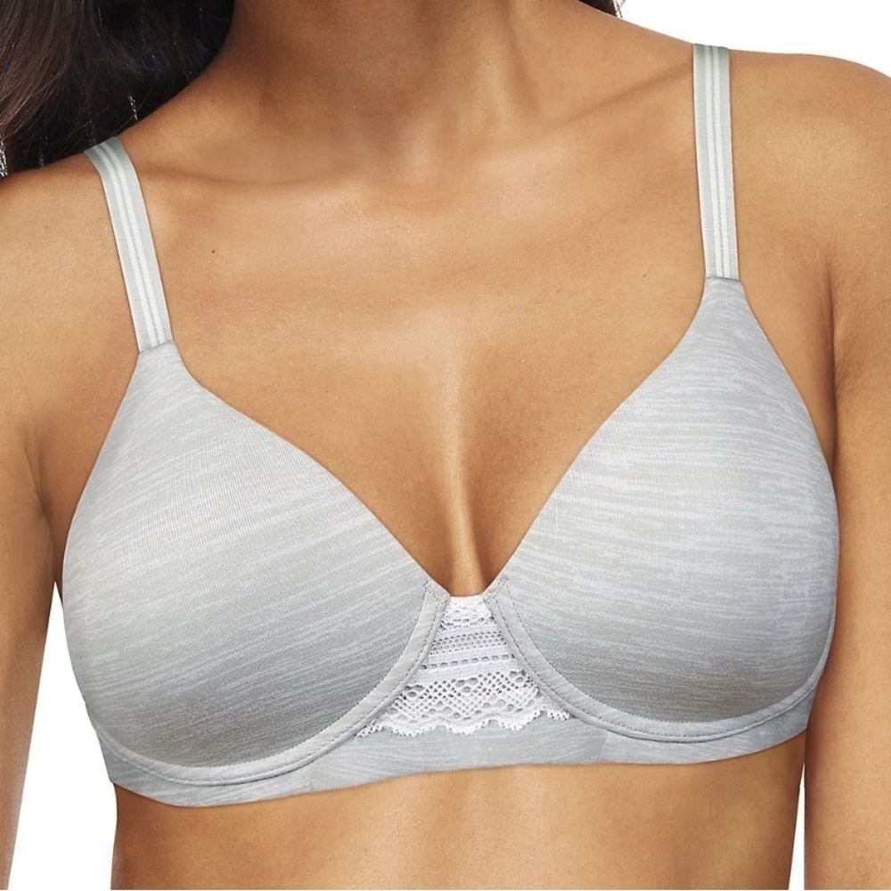 NWT Hanes Ultimate Womens T-Shirt Natural Lift Foam Wirefree Bra DHHU25 Gray 2XL